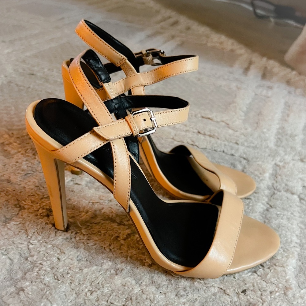 Rebecca Minkoff Nude Leather Strappy Stiletto Sandals Heels 9 - Picture 2 of 9